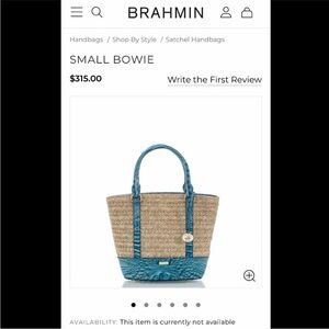 Brahmin Small Bowie Raffia/lagoon blue Satchel Crossbody summer